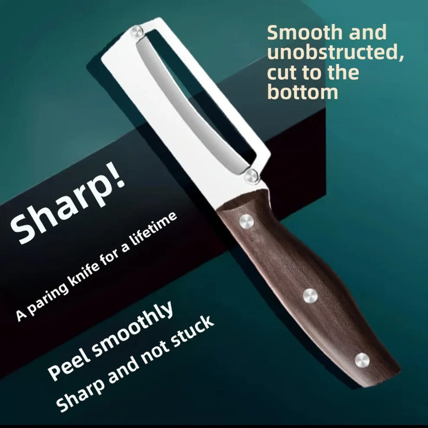 Stainless Steel Sugarcane Peeler Knife – Strong Wooden Handle