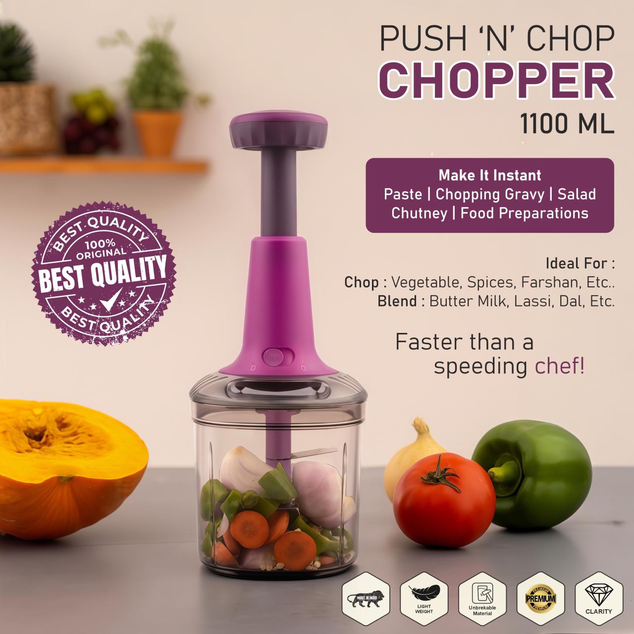 10-Sec Push Chopper – Fast Onion & Vegetable Cutter