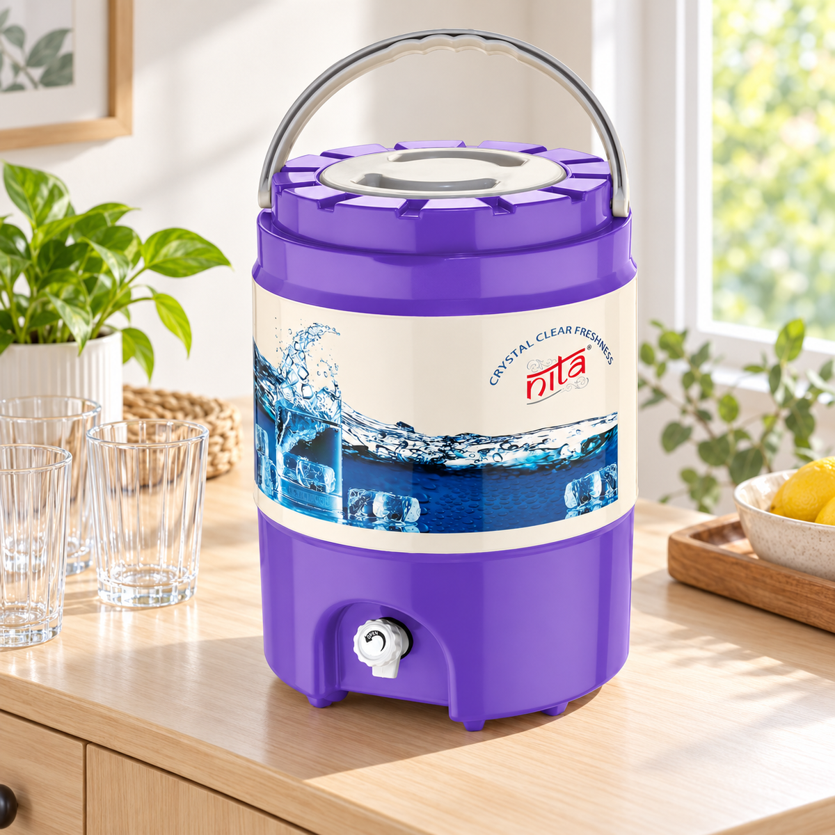Purple Water Dispenser with Carry Handle