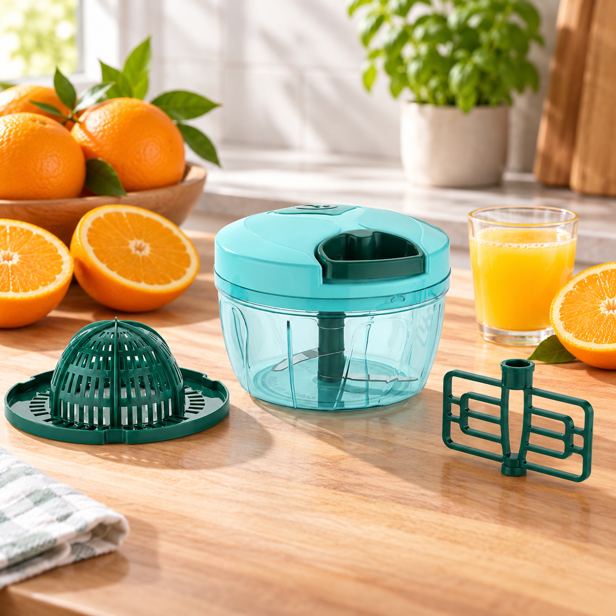 Manual Chopper with Citrus Juicer & Mixing Attachment