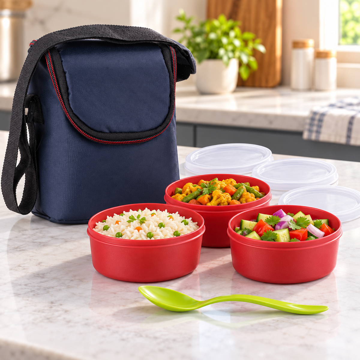 Lunch Box 3pcs. With Carry bag