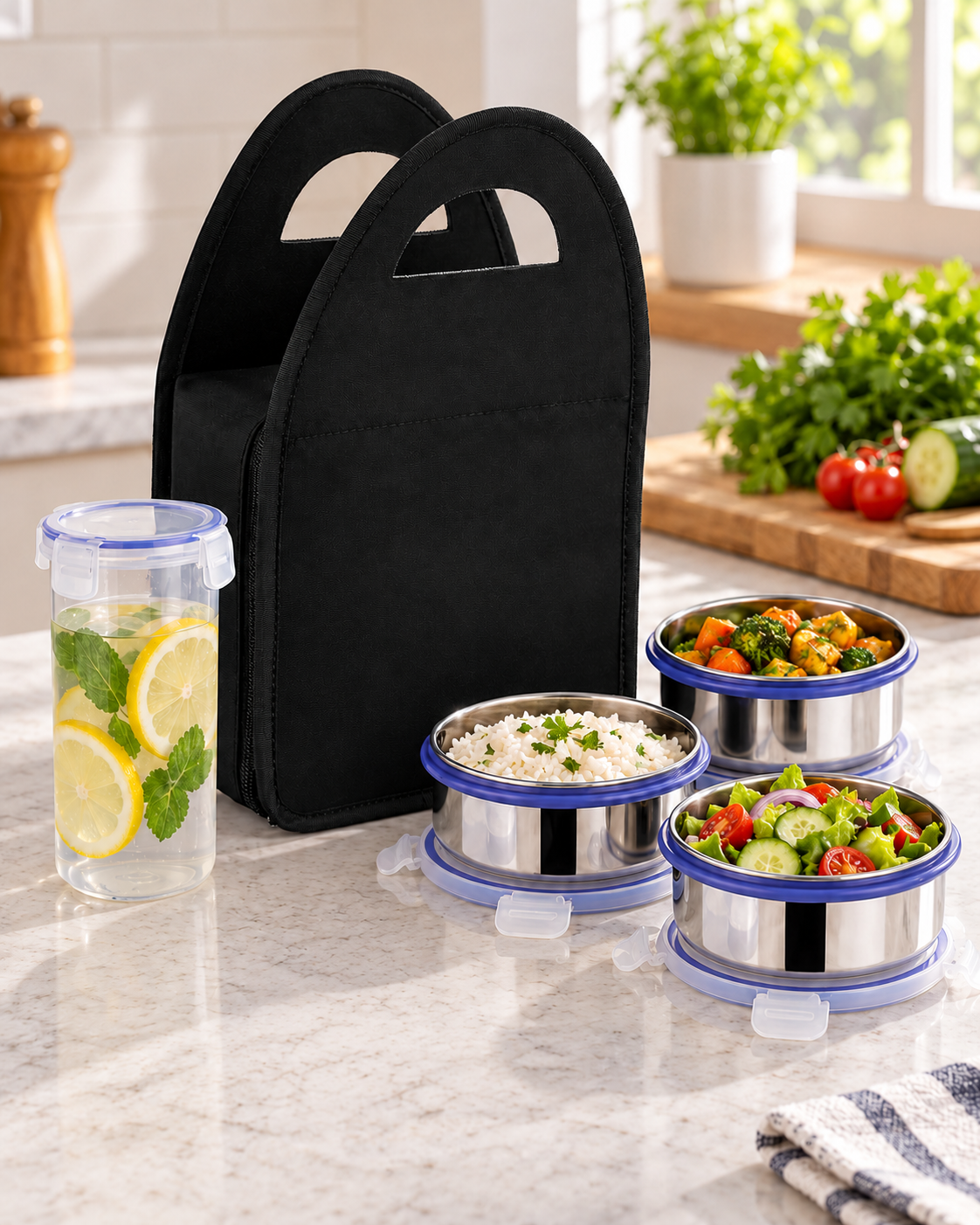 Lunch Container Set With Carry Bag