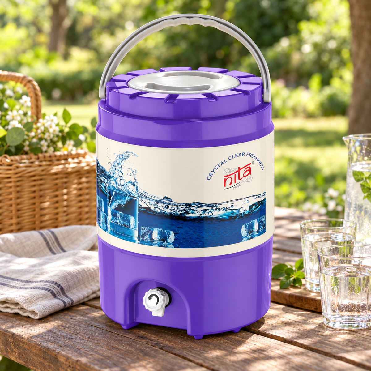 Purple Water Dispenser with Carry Handle