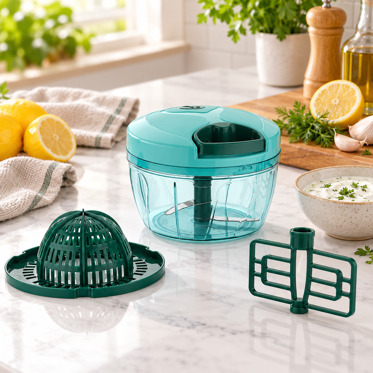 Manual Chopper with Citrus Juicer & Mixing Attachment