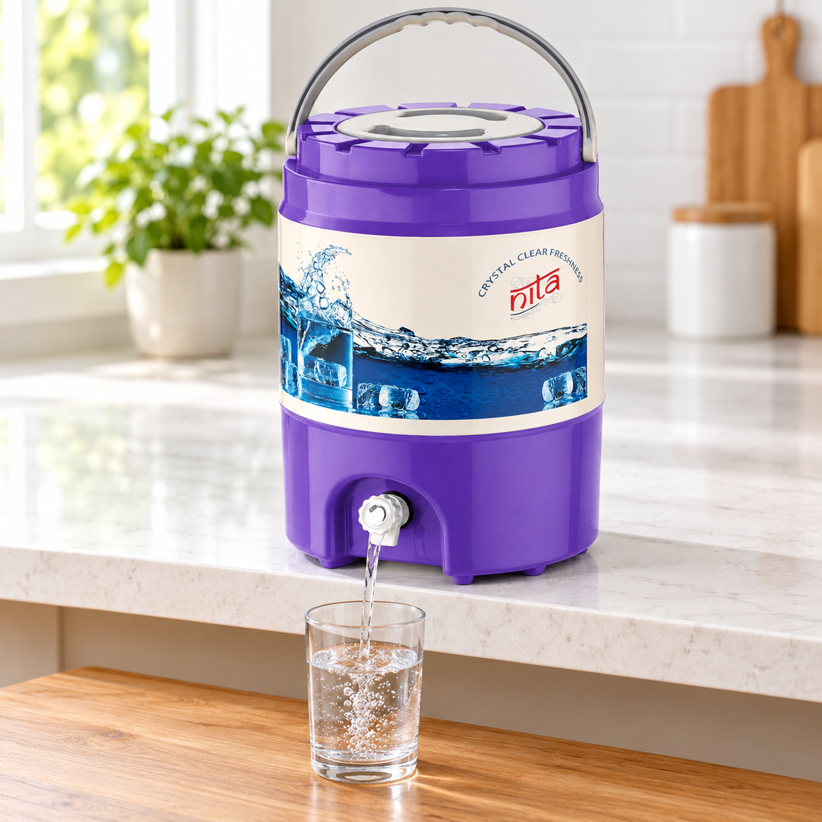 Purple Water Dispenser with Carry Handle