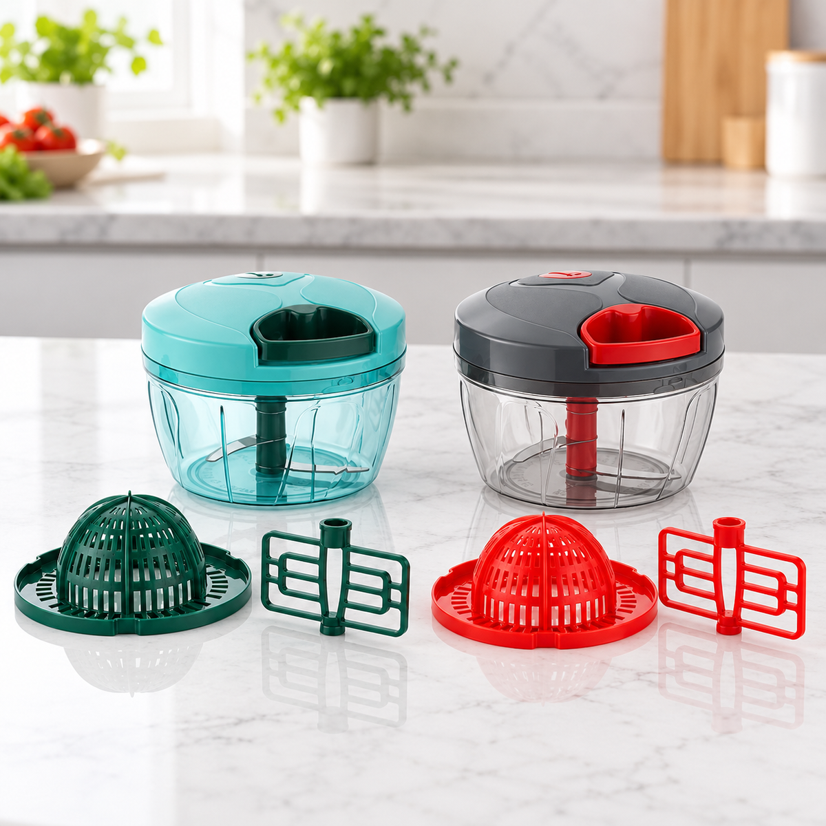 Manual Chopper with Citrus Juicer & Mixing Attachment