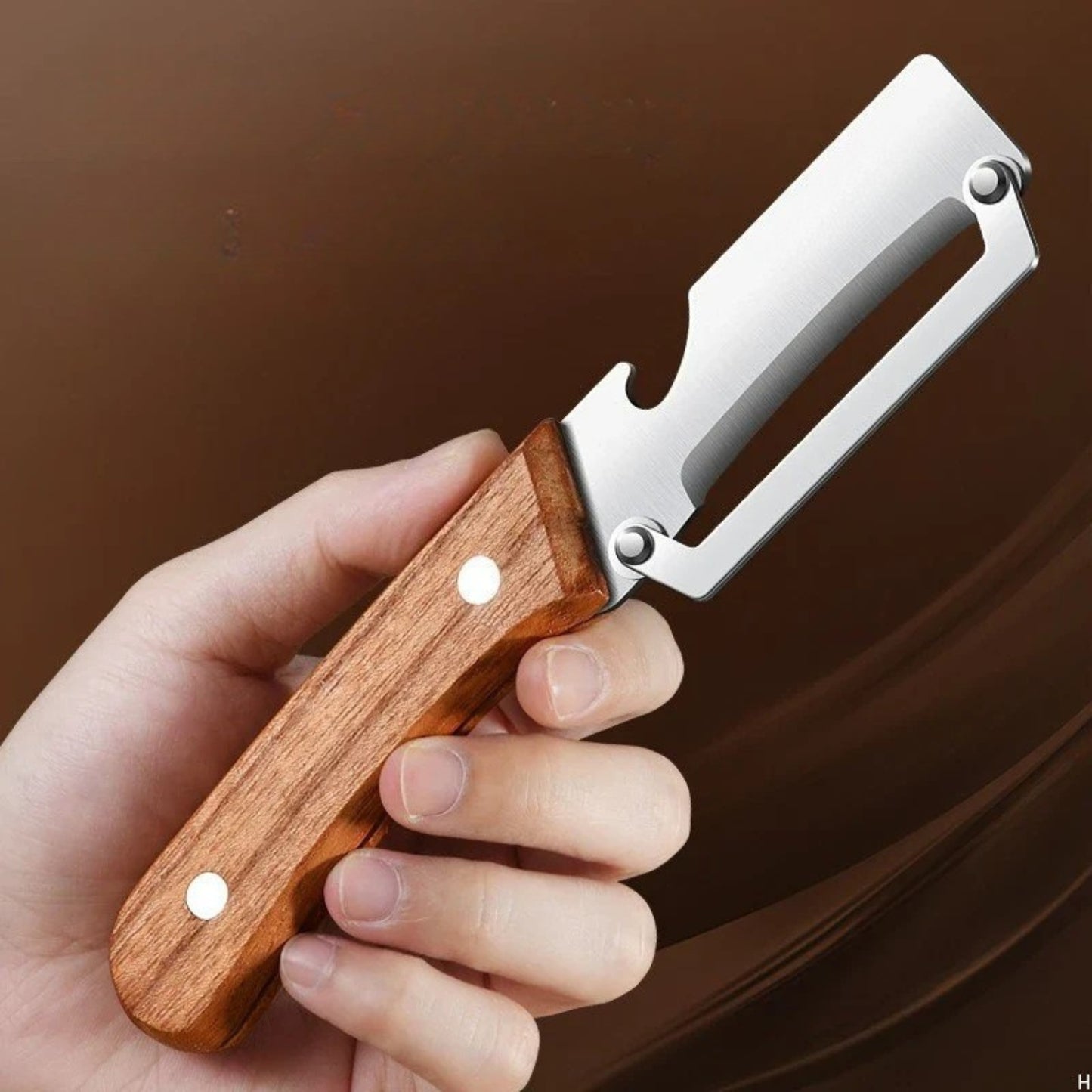 Stainless Steel Sugarcane Peeler Knife – Strong Wooden Handle