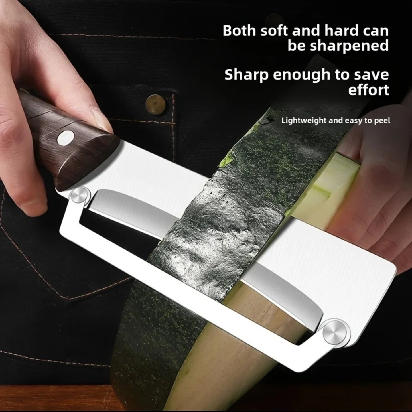 Stainless Steel Sugarcane Peeler Knife – Strong Wooden Handle