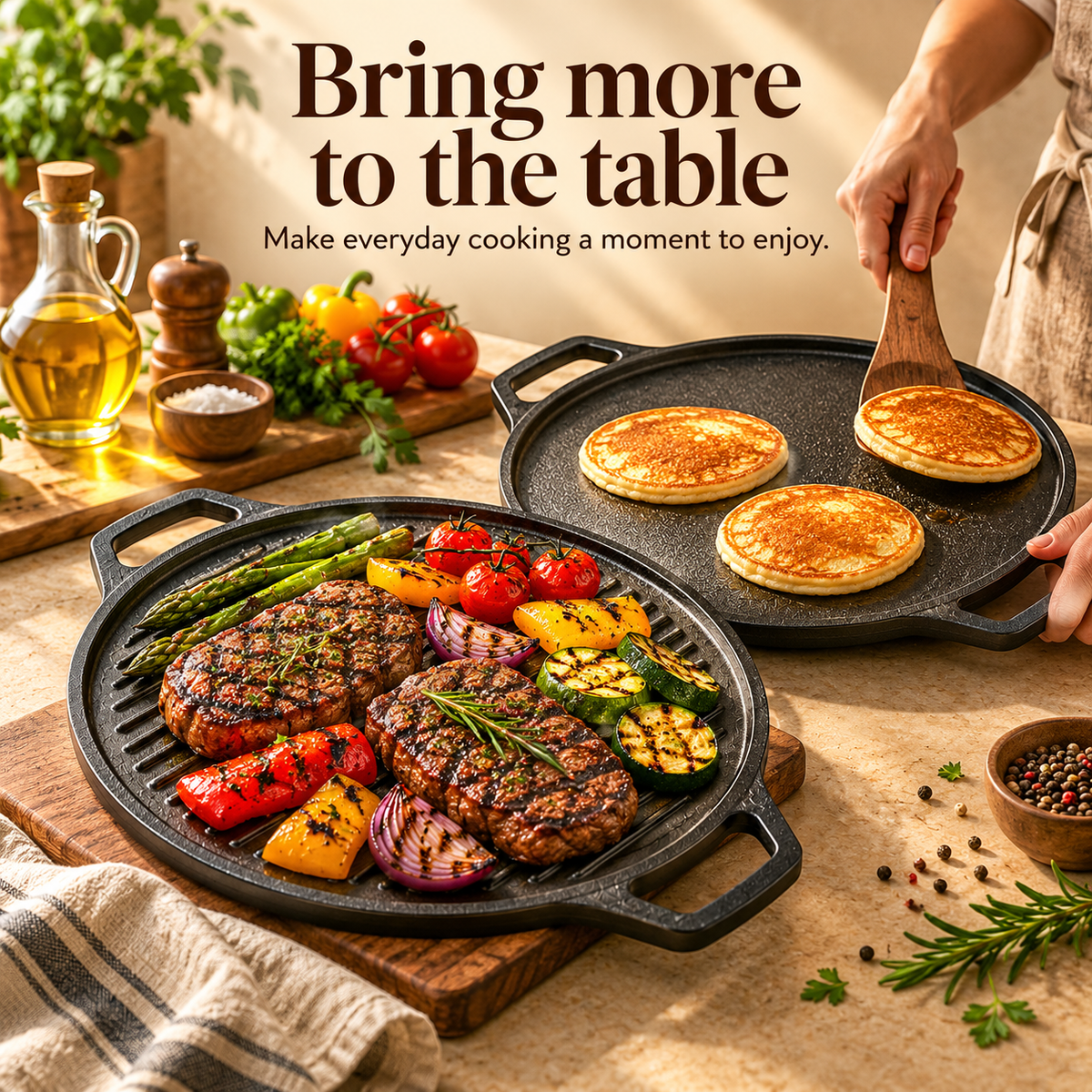 2 in 1 Grill & Griddle Pan