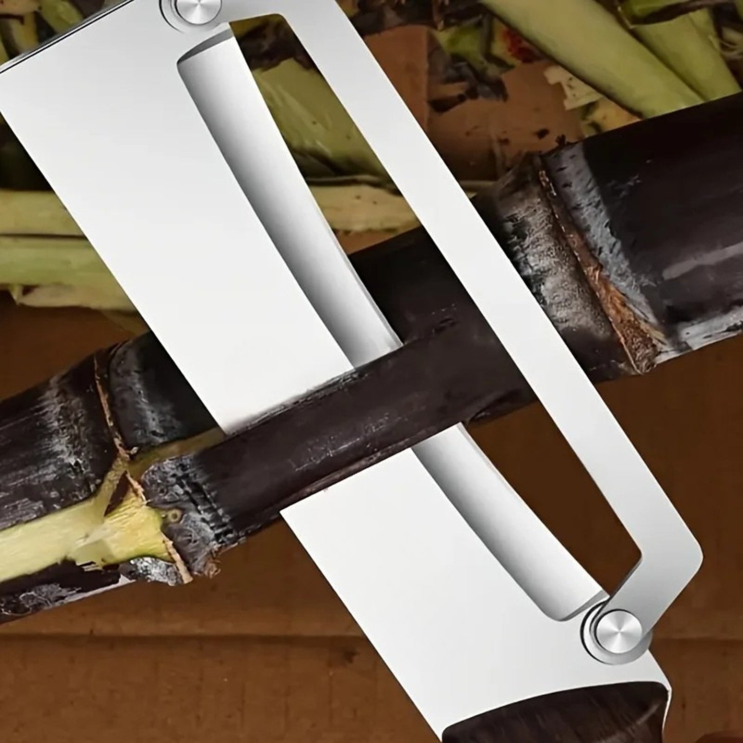Stainless Steel Sugarcane Peeler Knife – Strong Wooden Handle