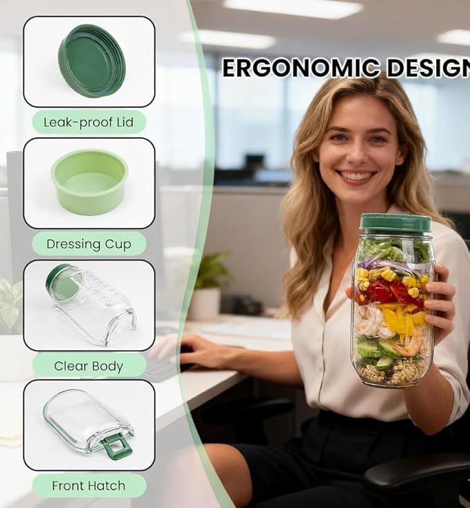 FreshMix Salad Jar with Separate Dressing Cup