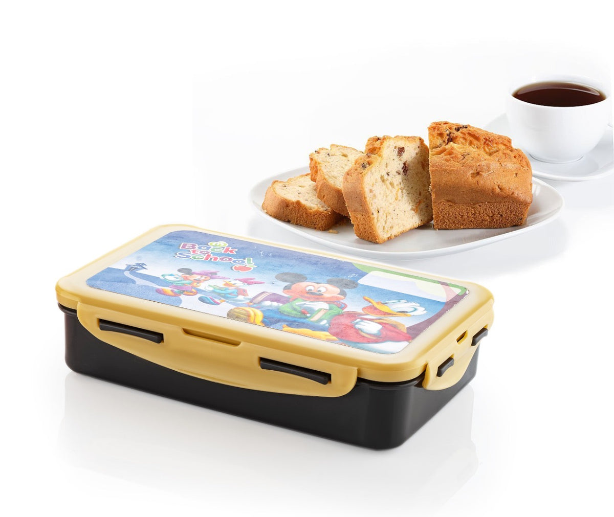 Cartoon-Print Lunch Box with Clip Closures