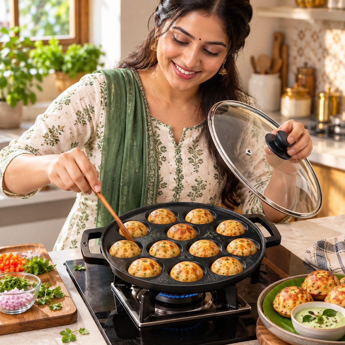 Cast Iron Appam Pan 12 With Lid