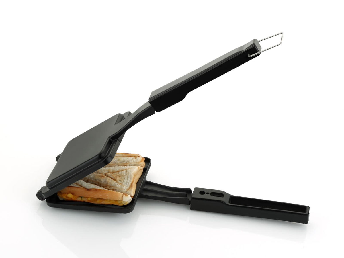 Non-Stick Stovetop Gas Sandwich Toaster with Locking Latch