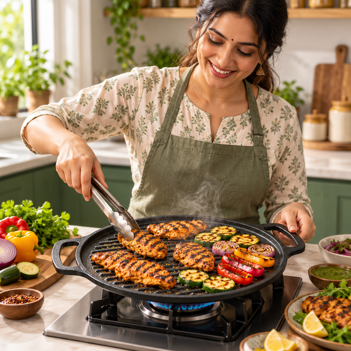 Double Handle Round Grill Pan
