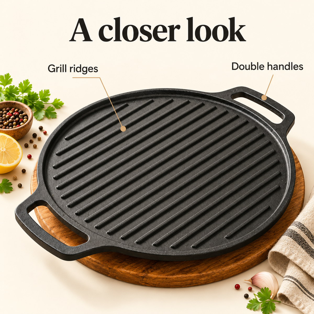 Double Handle Round Grill Pan