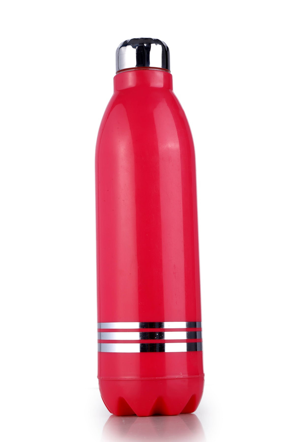 Red Drinks Bottle with Silver-Coloured Cap