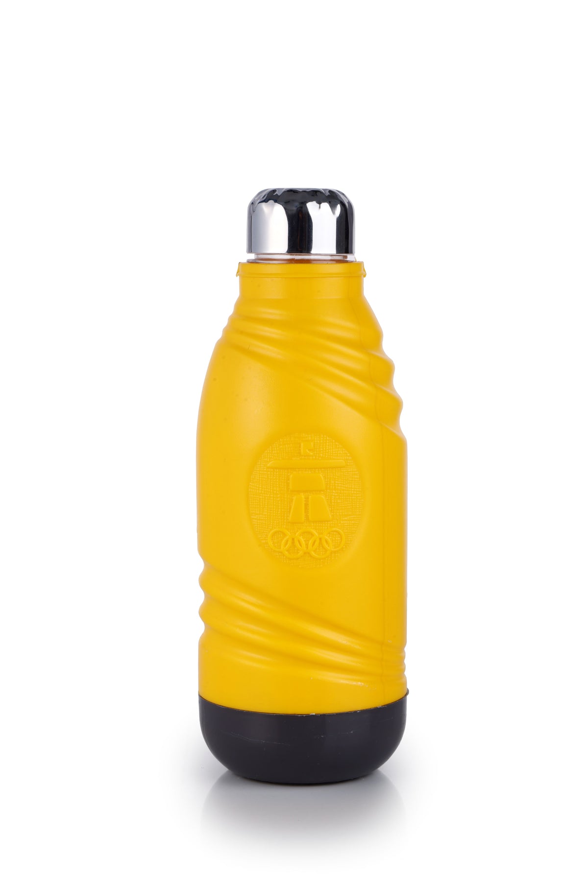 Sports Water Bottle with Chrome Lid (Yellow)