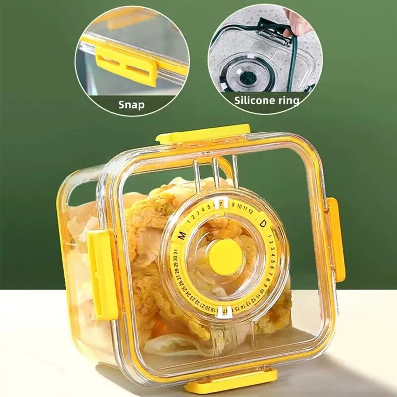 4-Piece Color-Coded Produce Saver Set with Date Dial & Moisture Drain Plate
