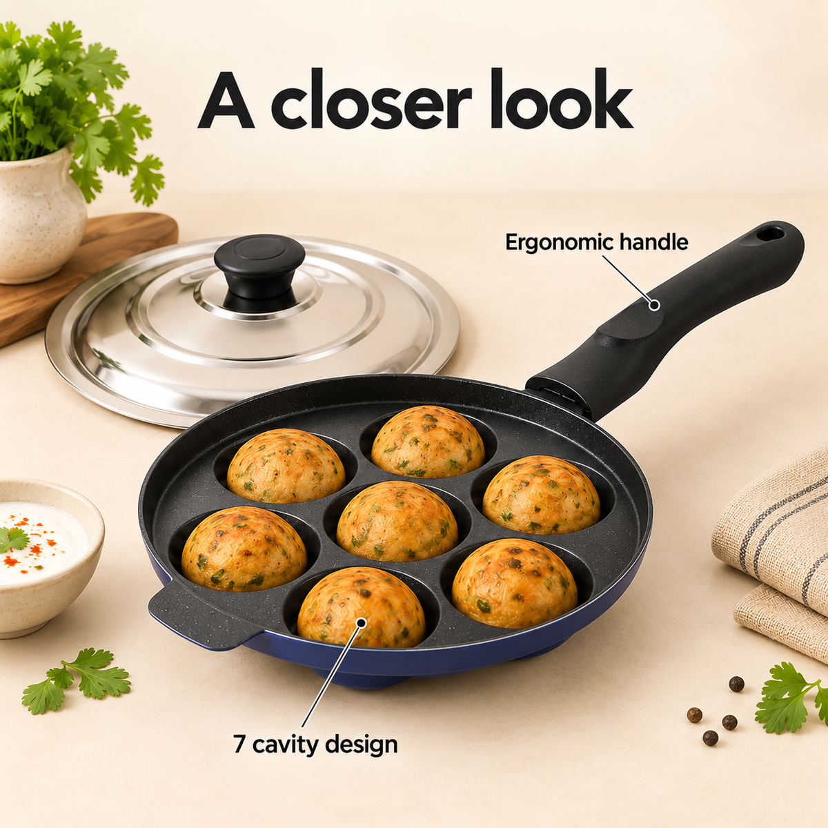 N.S Appam With Lid(Long Handle)