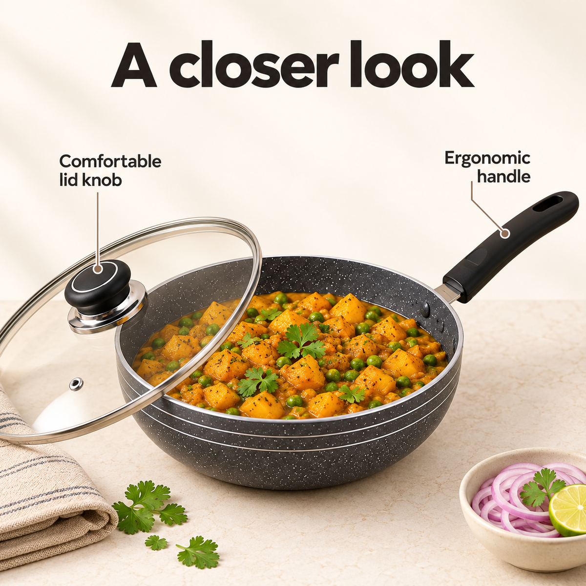 N.S Fry Pan With Lid/ Without Lid