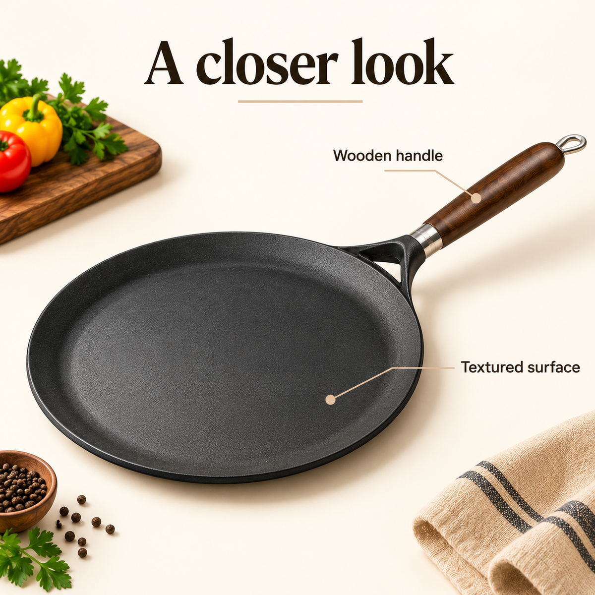 Roti Tawa Wooden Handle