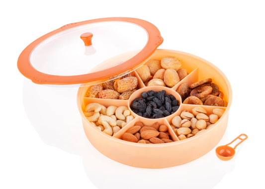 7-Compartment Dry-Fruit & Snack Serving Box with Lid