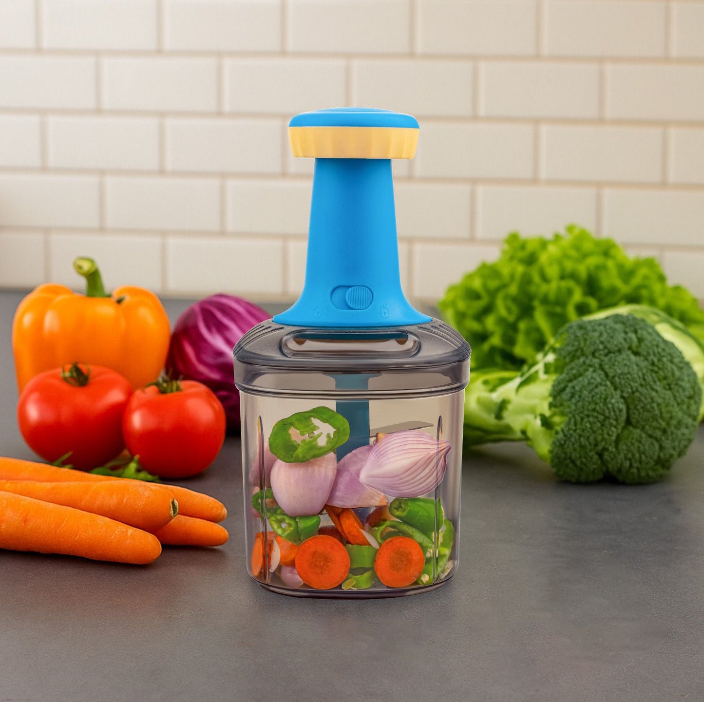10-Sec Push Chopper – Fast Onion & Vegetable Cutter