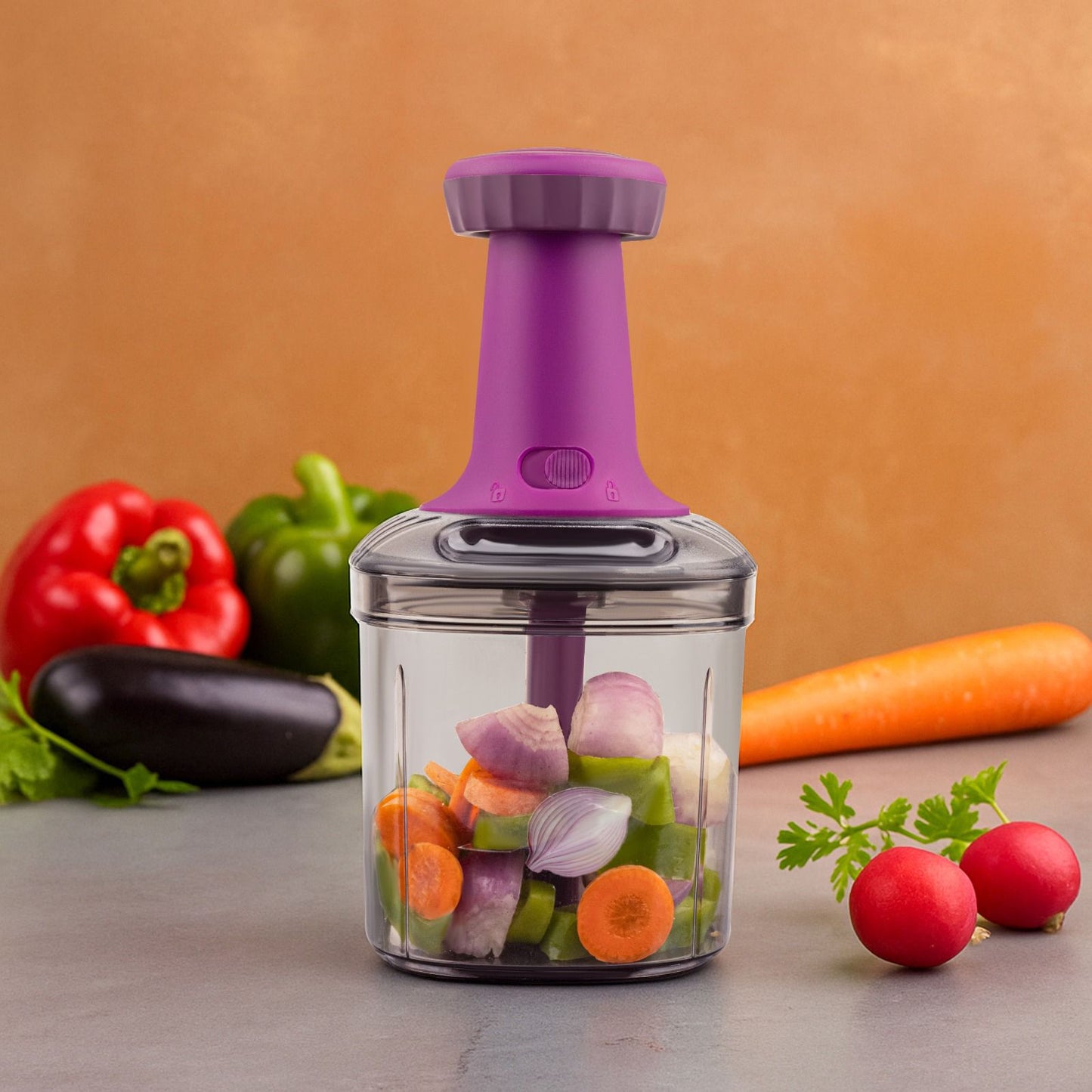 10-Sec Push Chopper – Fast Onion & Vegetable Cutter