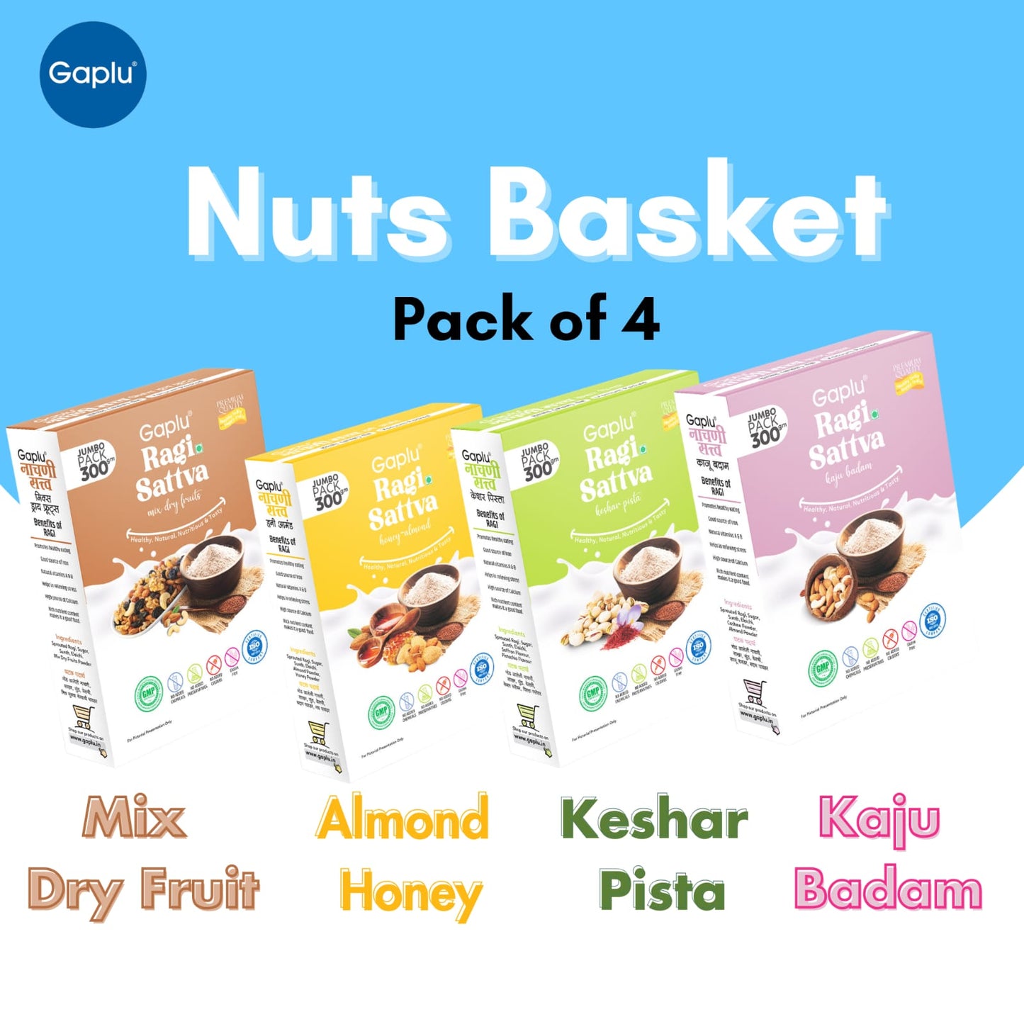 Gaplu Nutrition Ragi Sattva Nuts Basket - Pack of 4