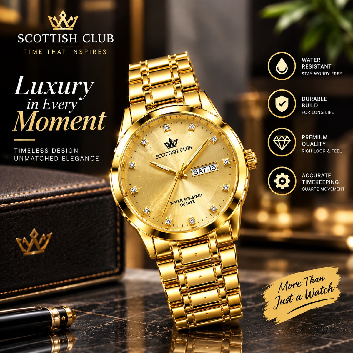 Scottish Club Royal Gold Diamond Watch